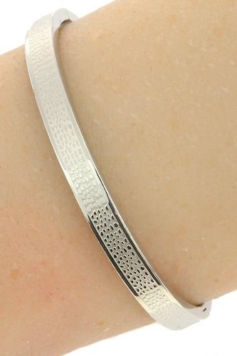 Stalen Dames Armband met Textuur "Snake" - Zilverkleur - Gepolijst - Rvs - Staal